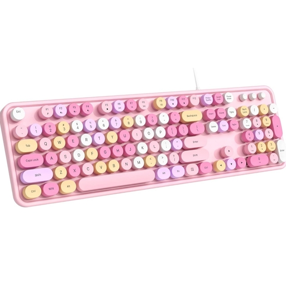 Wired Keyboard, 104 Keys Full-Sized Typewriter Keyboards, USB Plug and Play Offi - Picture 1 of 7